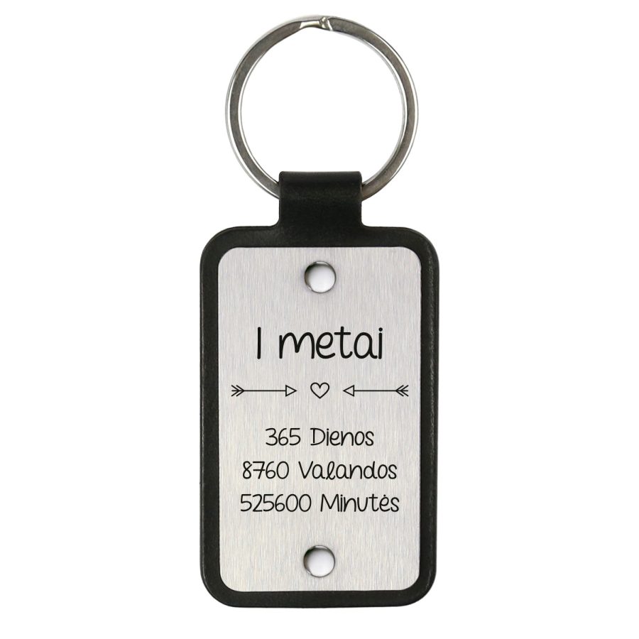 Porte-clés en cuir avec plaque en acier inoxydable